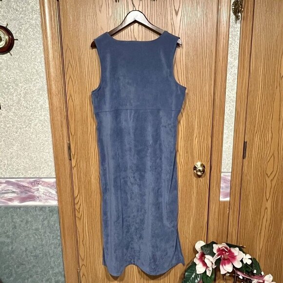 VTG‎ Mary McFadden Collection L Maxi Dress Embroidered Suede Velvet Look Jumper - Picture 2 of 16